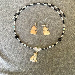 Cat necklace and earrings!